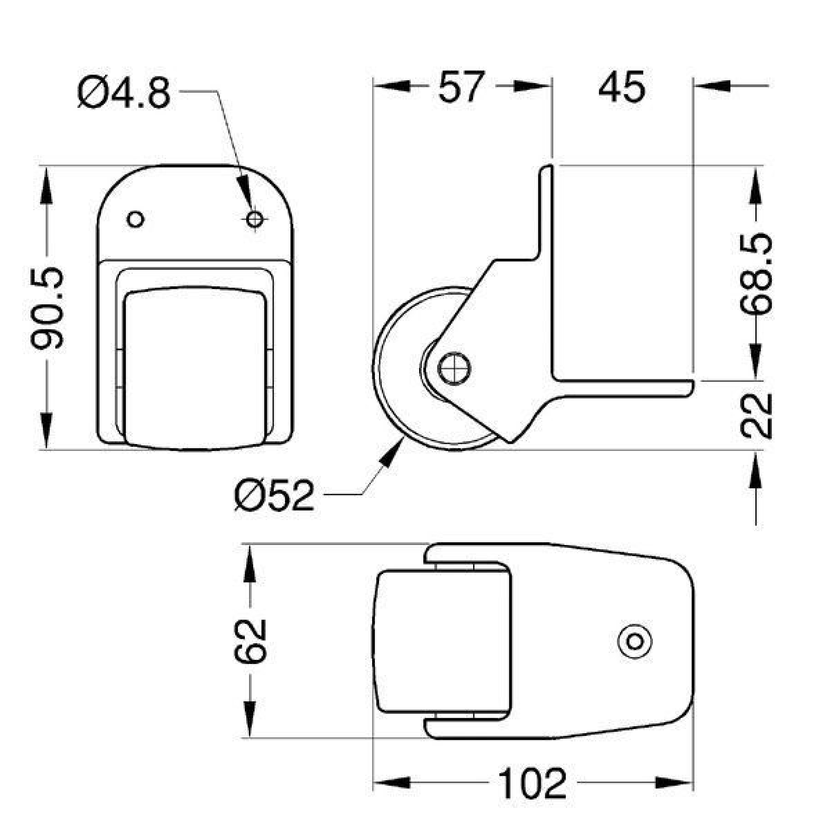 Aufsatz-Kantenrolle 50mm, Gummi/Nylon schwarz