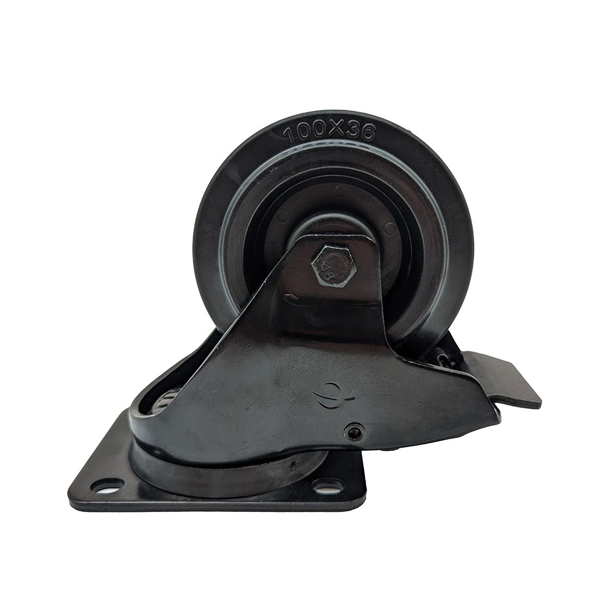 100 mm schwarze Lenkrolle mit schwarzem Gummirad