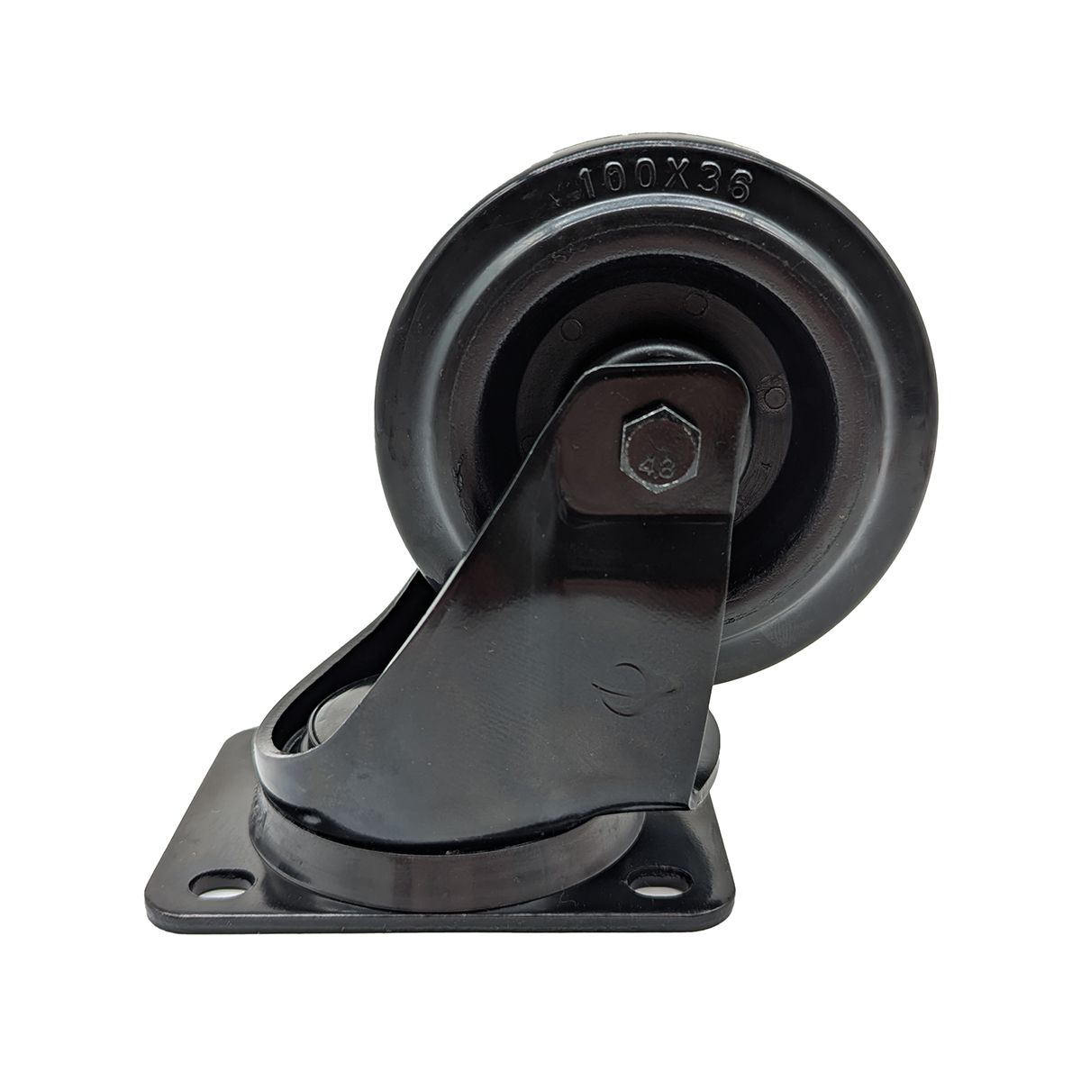 100mm Black Swivel Castor with Rubber Black Wheel