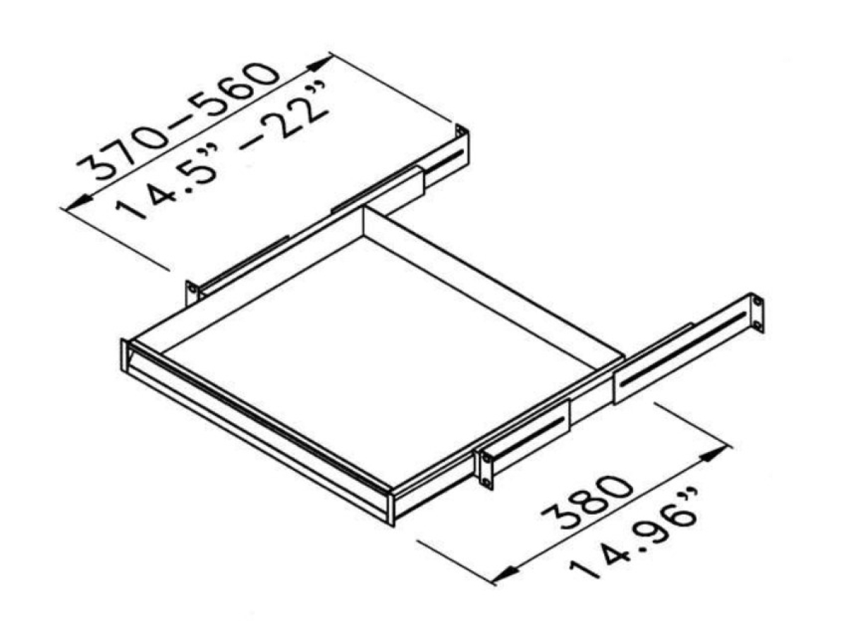 1HE- Schreibplatte und Schublade