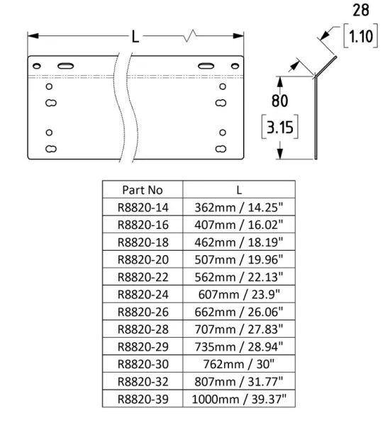 Seitenbügel 707mm zum R8800- System
