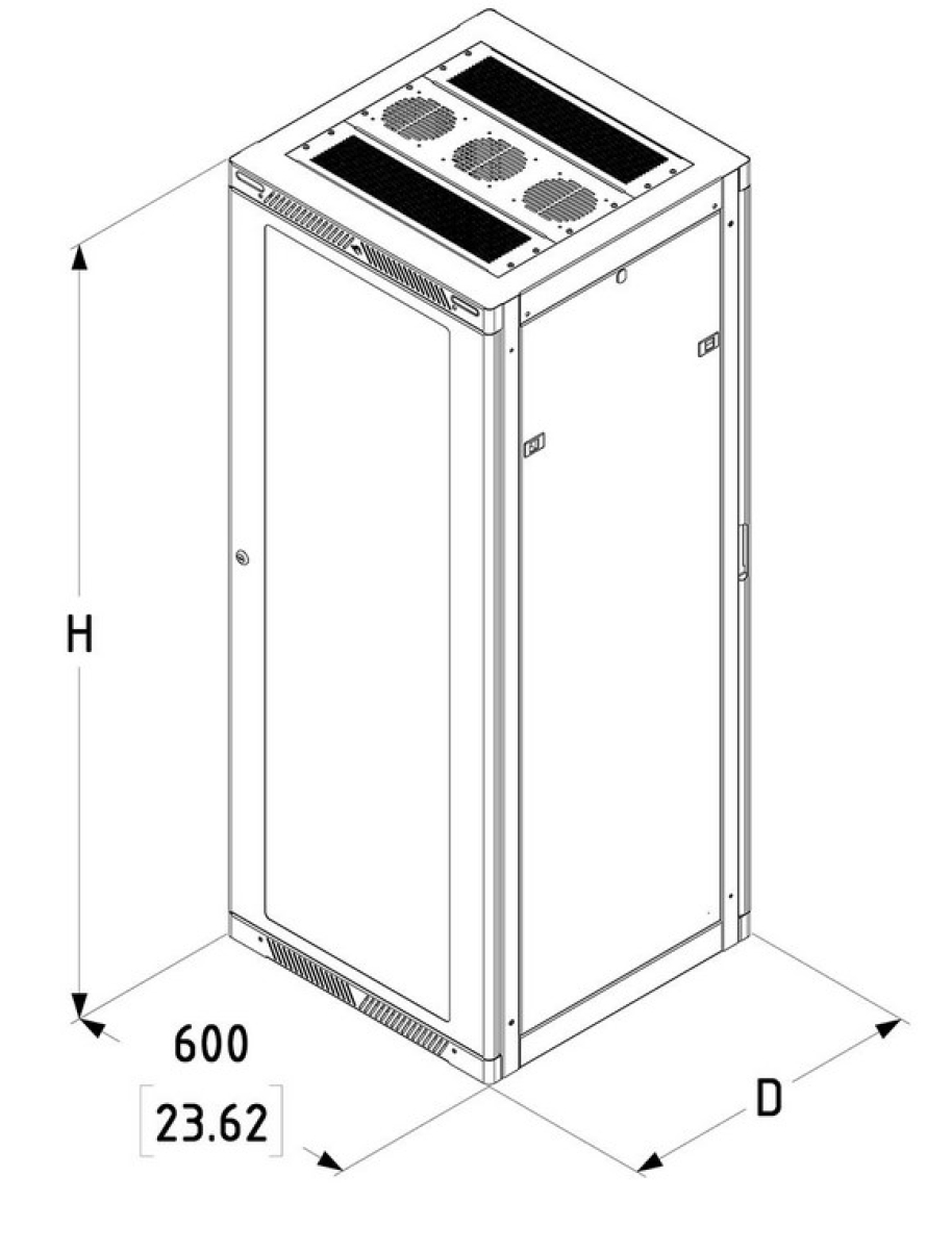 19" 37HE Serverschrank 600 x 600mm Fronttür Perforiert