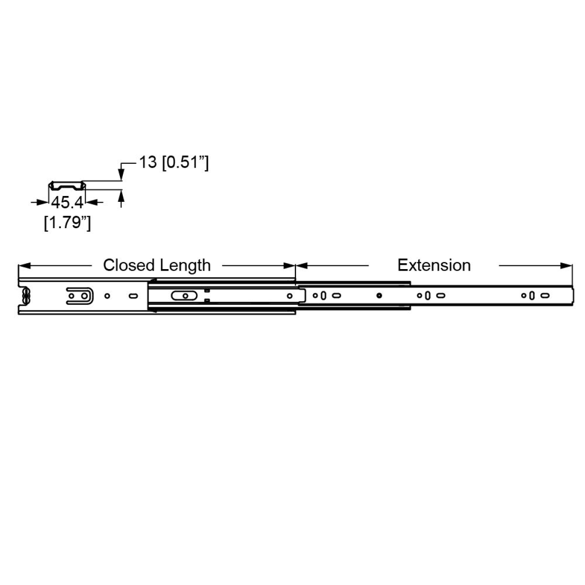 Teleskop-Vollauszug, 650 mm