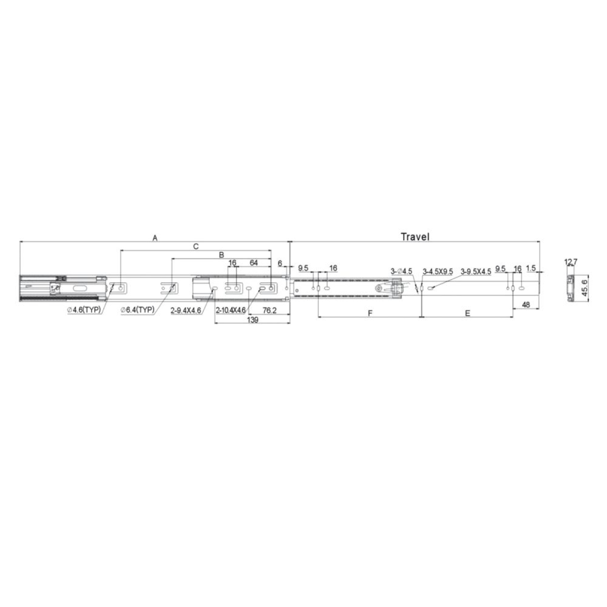 Soft Closing Drawer Slide - 600mm Long