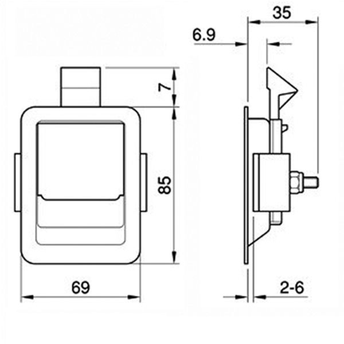 Mulden-Schnappschloß groß, schwarz