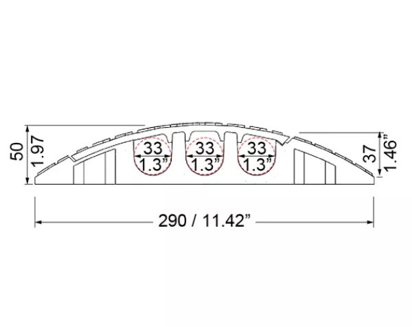 Kabelbrücke 110x29x5cm, 3 Kanal, orange