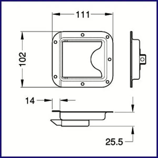 Mulden-Schnappschloß 102x111mm, Zink