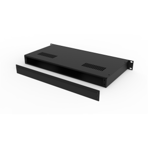 1U Black 220mm Deep Rack Box with Removable Back Panel and Black Front Panel