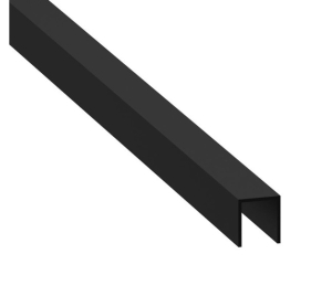 6.5mm Black Plastic Capping Section with 6.3mm Legs - 2m Long