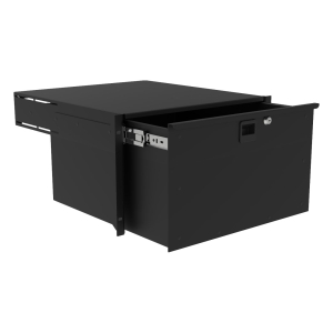 6HE-Rackschublade HD, 486,5mm tief, abschließbar, Black, Stahl